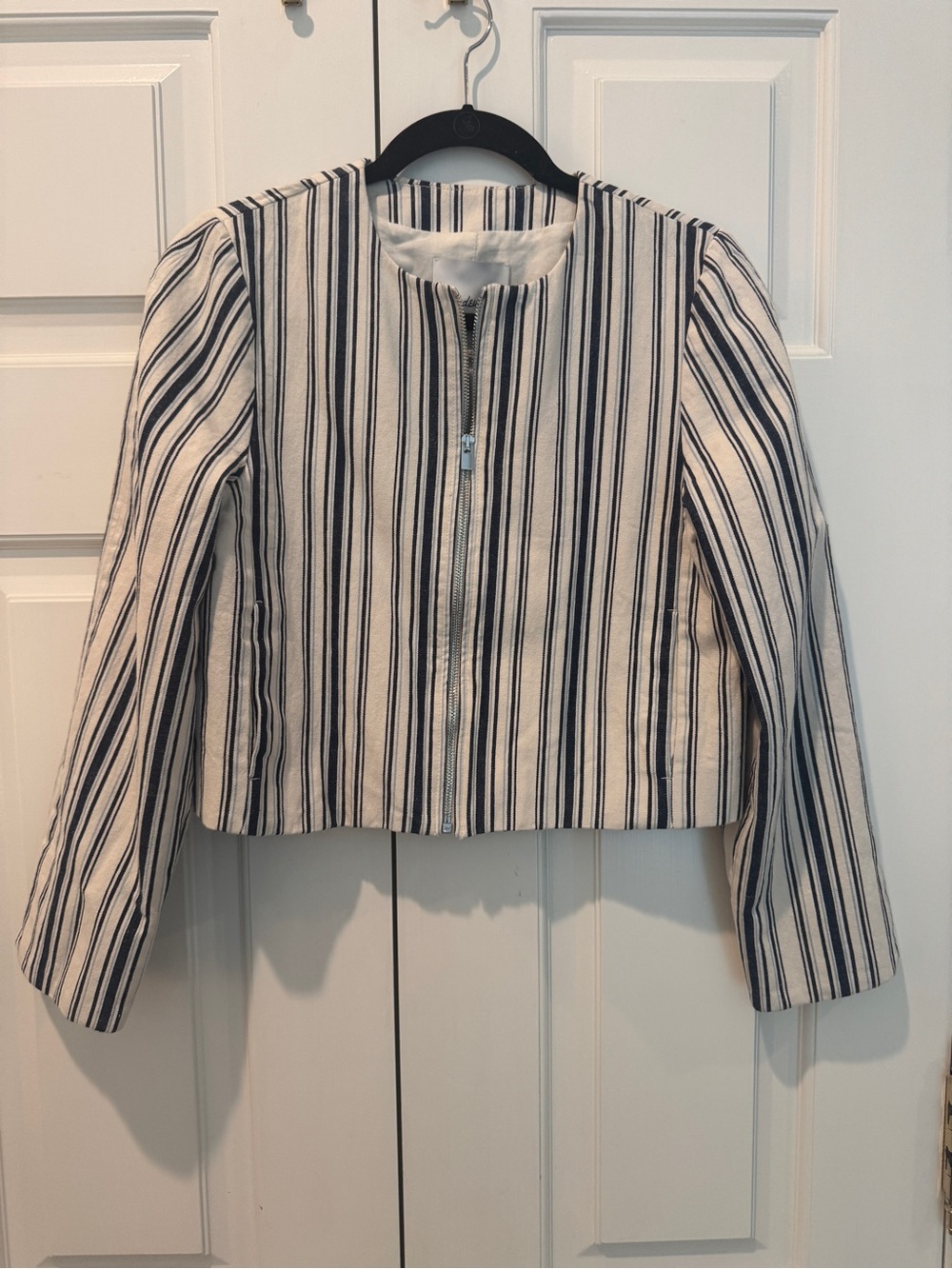 NWT Madewell Striped Cropped Jacket (White and Navy)
